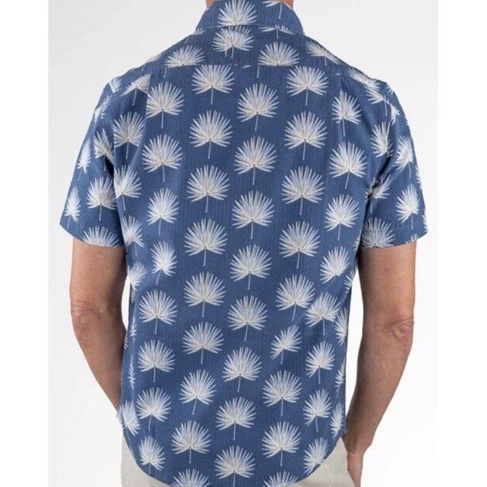New $88 Tailor Vintage Button Seersucker Shirt Men Puretec Cool‎ Fan Palms XL - Picture 5 of 10